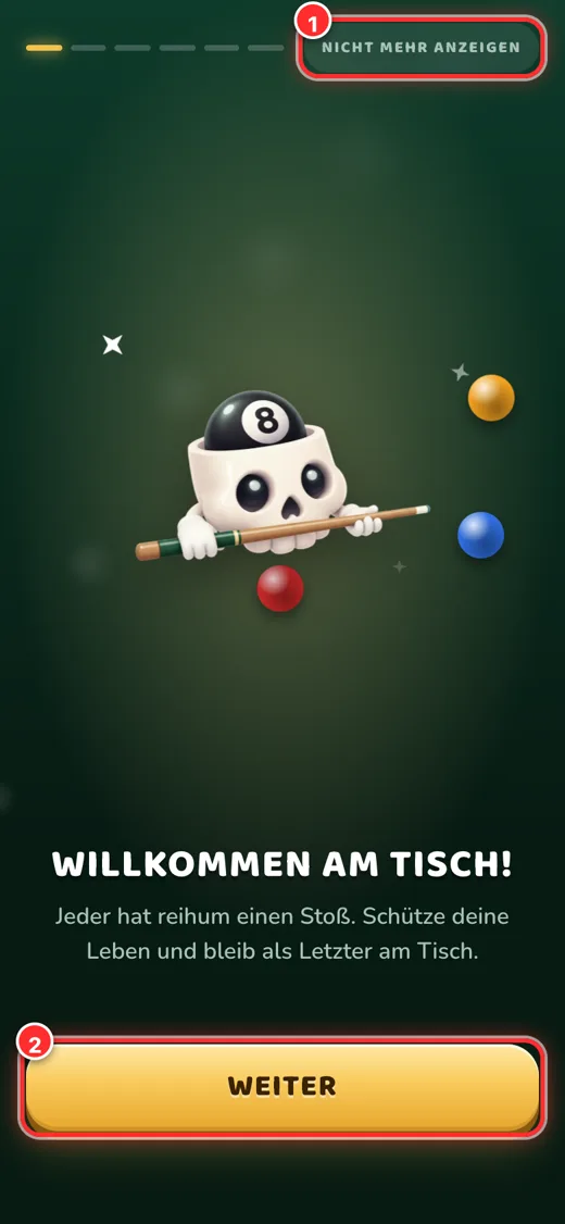 Das Tutorial mit 6 Seiten beim ersten Start.
