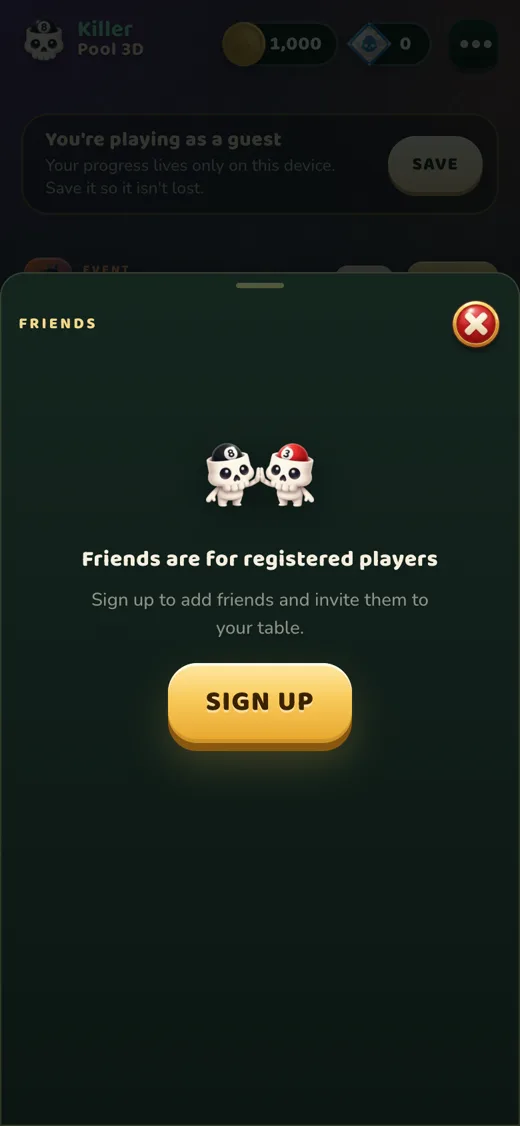 The Friends tab.