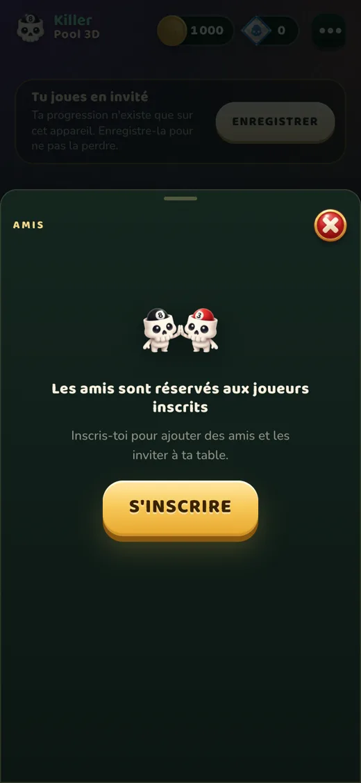 L’onglet Amis.